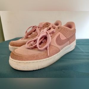 Pink suede leopard print Nike Air Force 1 low tops original price $210